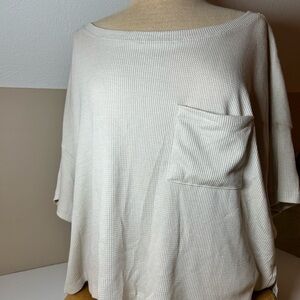 Cream Oversized Knit Top with Pocket sku168 olive and oak